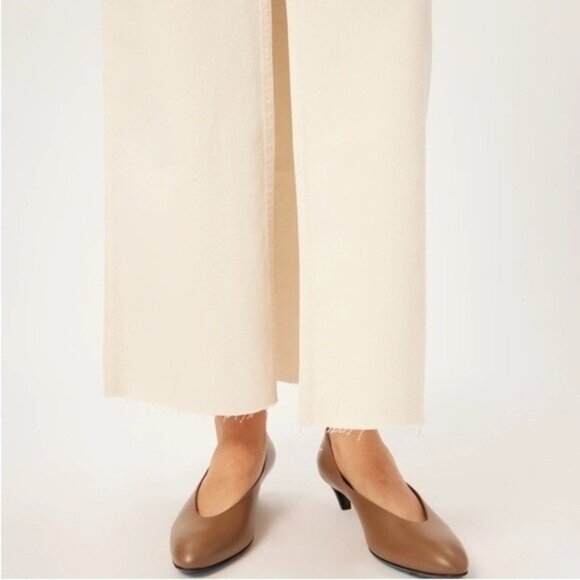 DL1961 Asra Maxi Skirt Ivory Cream Size 27 Front Slit Denim Jean Raw Hem - Picture 10 of 12